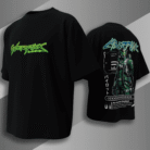 Cyberpunk skydiver oversized black t-shirt with futuristic techwear design – Bold Munk back print graphic