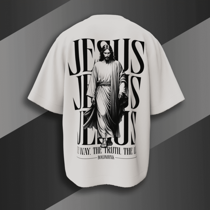 Jesus Christ graphic oversized t-shirt - religious streetwear back design by Bold Munk