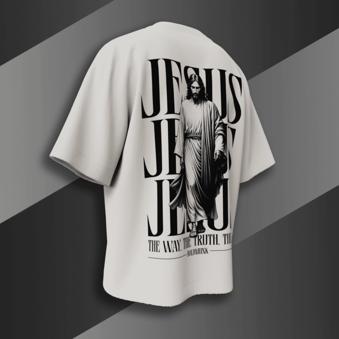 Jesus Christ graphic oversized t-shirt - religious streetwear back design by Bold Munk
