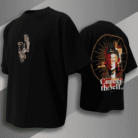 "Black oversized t-shirt featuring abstract Buddha face with 'Connect to the Self' quote, spiritual Indian streetwear by Bold Munk"